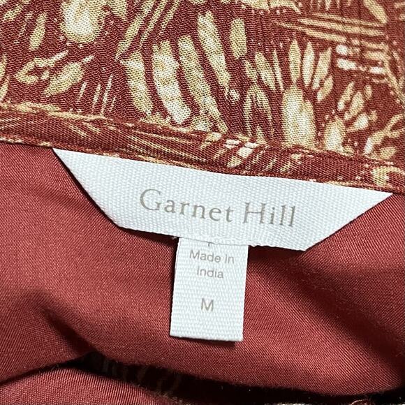 Garnet Hill Floral Knee Length Shift Dress Size M Red Cottage Prairie Pockets - Picture 6 of 8